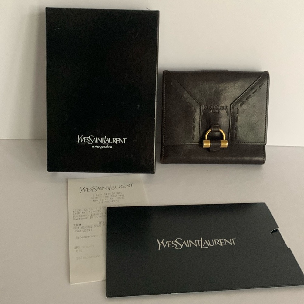 Yves Saint Laurent Rive Gauche Muse Billfold Wallet in Chocolate Brown